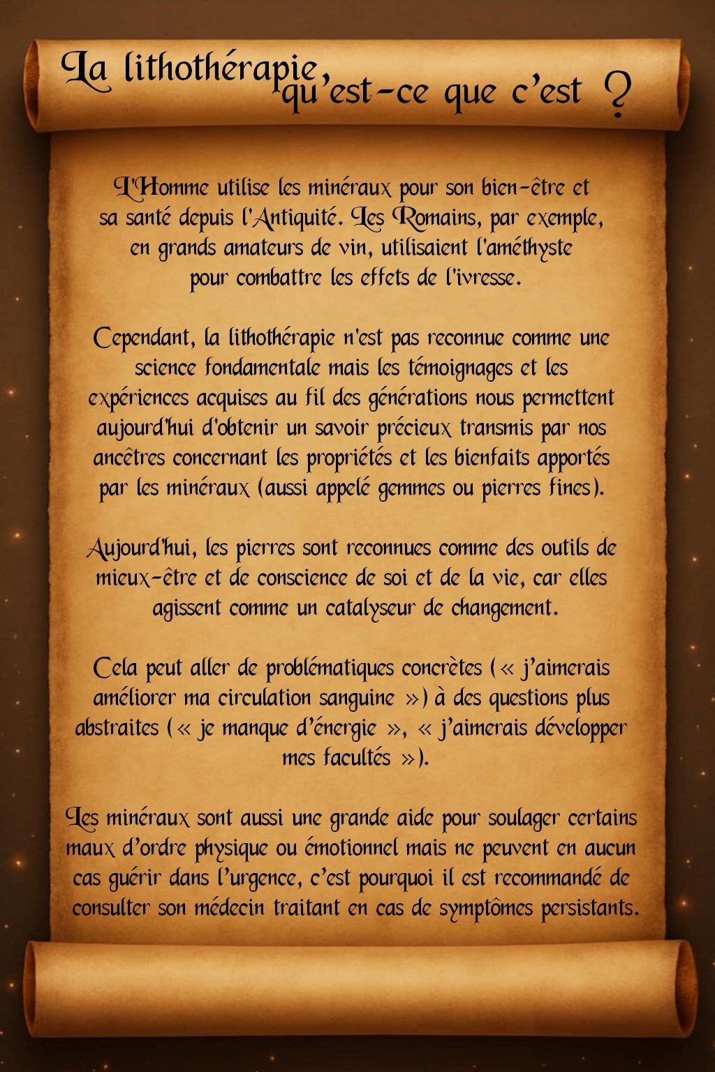 Parchemin Lithothérapie